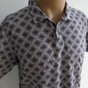 🇬🇧TED BAKER Blue, Red and White Polo Shirt with Intricate Design